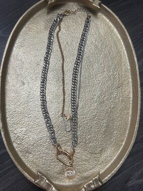 Y2K McBling Mixed Metal Layered Chain Evil Eye Charm Necklace